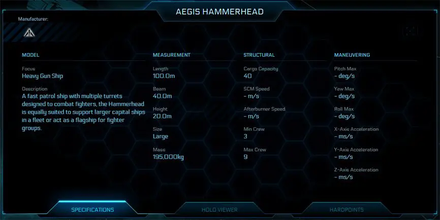 Aegis Hammerhead Specifications